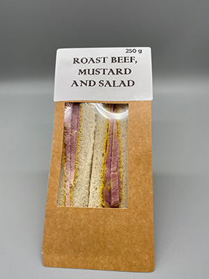Roasted Beef with Mustard and Salad Sandwich 